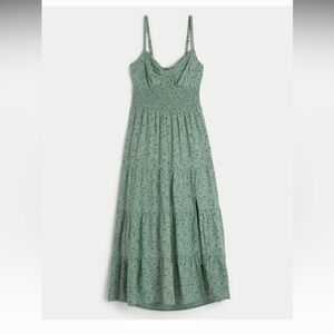 Hollister Twist Back Green Floral Midi Dress